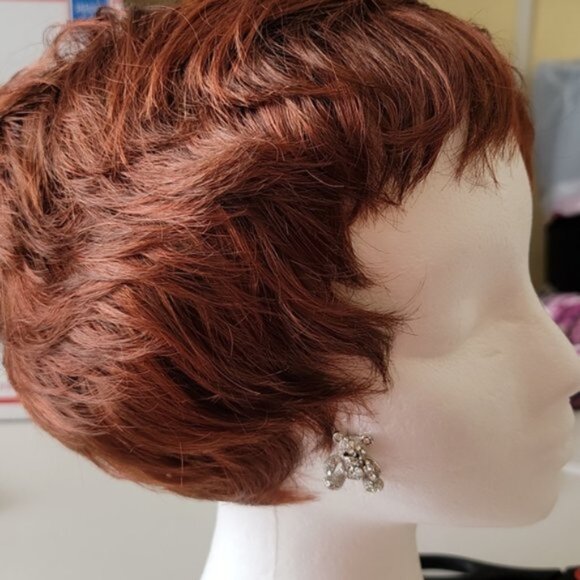 Teddy Bear Post Earrings Silver Tone Rhinestones Movable Key New OS - Picture 3 of 10